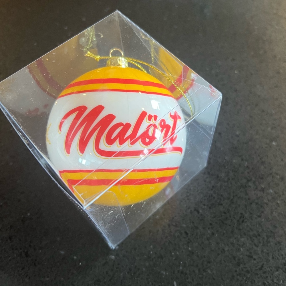 Malort Holiday Ornament - Red and Yellow